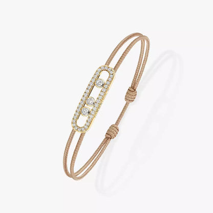 [Rosla]Messika Care(s) pink cord pavé bracelet