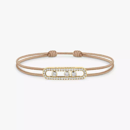 [Rosla]Messika Care(s) pink cord pavé bracelet