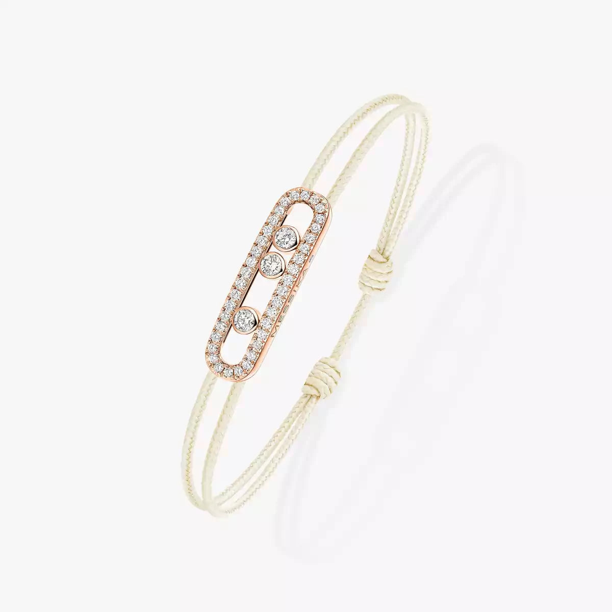 [Rosla]Messika Care(s) pink cord pavé bracelet