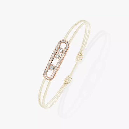 [Rosla]Messika Care(s) pink cord pavé bracelet