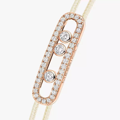 [Rosla]Messika Care(s) pink cord pavé bracelet