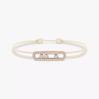 [Rosla]Messika Care(s) pink cord pavé bracelet