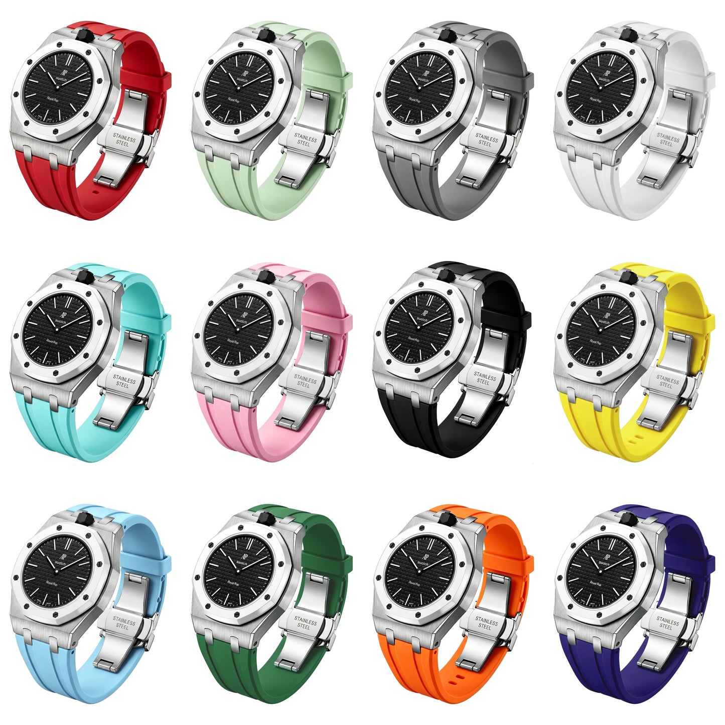 [Rosla]Royal Oak Pop Exclusive Steel Case & Silicone Strap With Cradle