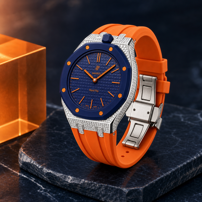 [Rosla]Royal Oak Pop Exclusive Steel Case With Diamond(Moissanite) & Silicone Strap