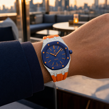 [Rosla]Royal Oak Pop Exclusive Steel Case With Diamond(Moissanite) & Silicone Strap