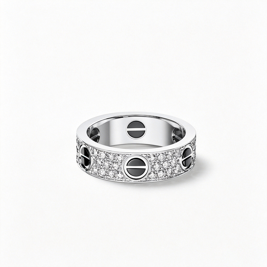 [Rosla]LOVE RING 5.5MM DIAMONDS PAVED CERAMIC