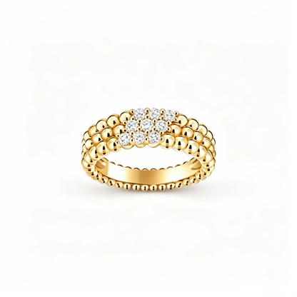 [LUXE]Three-row diamond ring