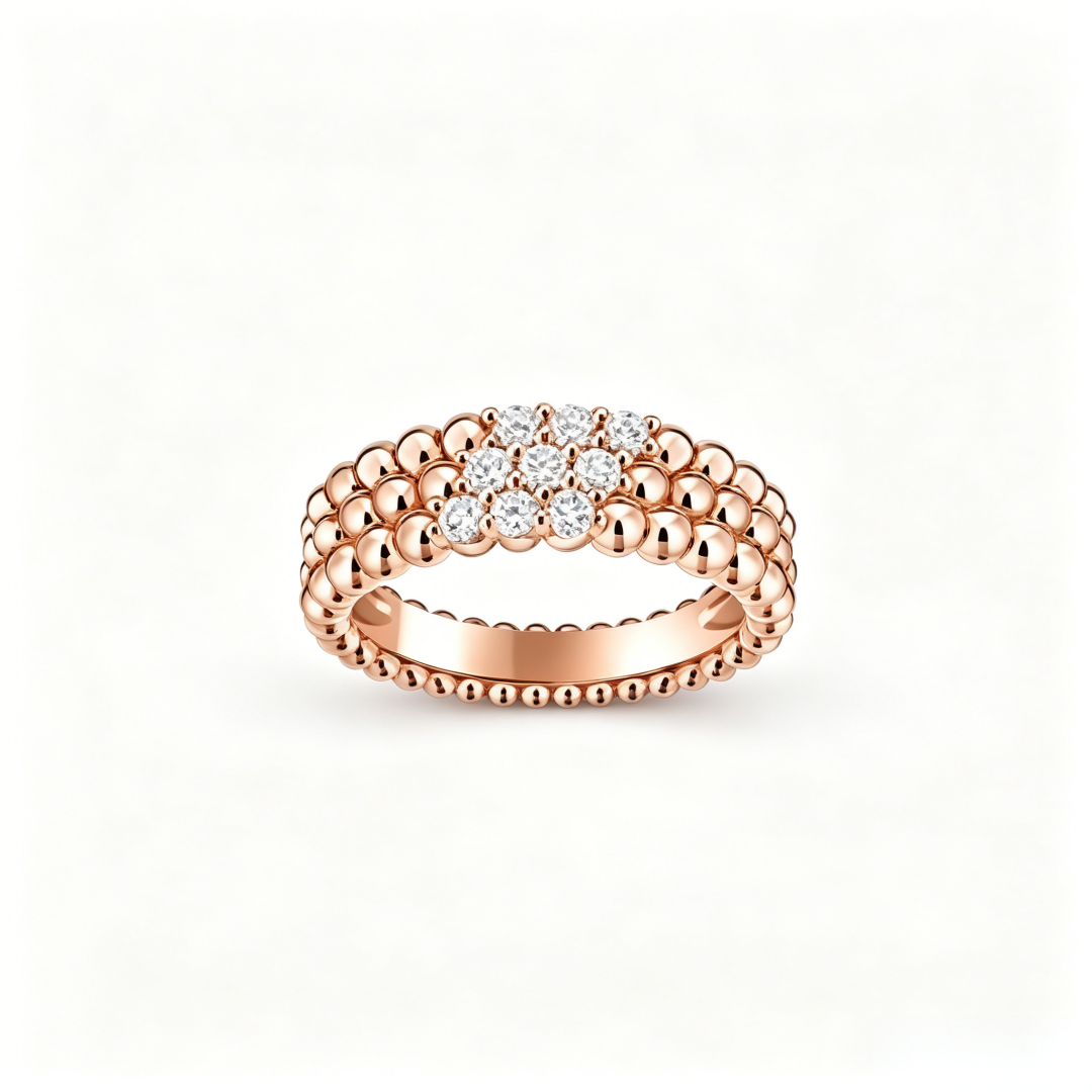 [LUXE]Three-row diamond ring