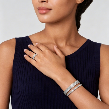 [LUXE]Three-row diamond ring
