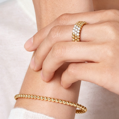 [LUXE]Three-row diamond ring
