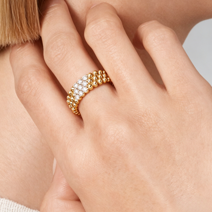 [LUXE]Three-row diamond ring