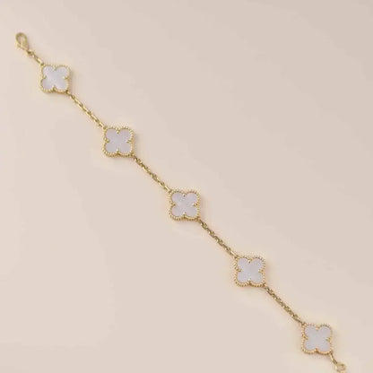 [Rosla]CLOVER WHITE PEARL MOP 5 MOTIF BRACELET COLLECTION