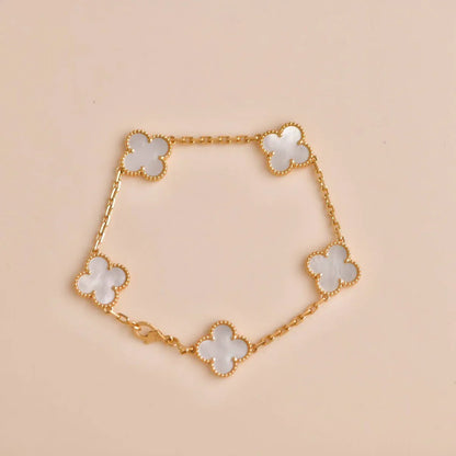 [Rosla]CLOVER WHITE PEARL MOP 5 MOTIF BRACELET COLLECTION