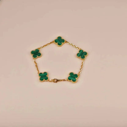 [Rosla] CLOVER 5 MOTIF MALACHITE BRACELET COLLECTION