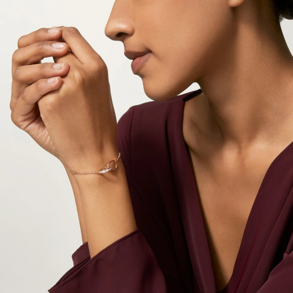 [Rosla]LOVE DOUBLE RING HALF DIAMOND BRACELET