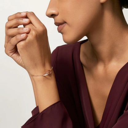 [Rosla]LOVE DOUBLE RING HALF DIAMOND BRACELET