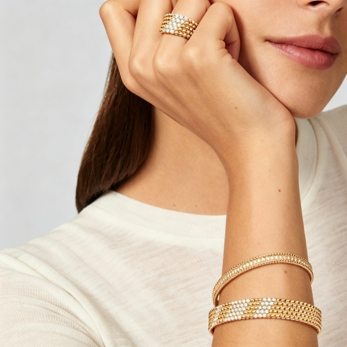[LUXE]Five-row diamond bracelet
