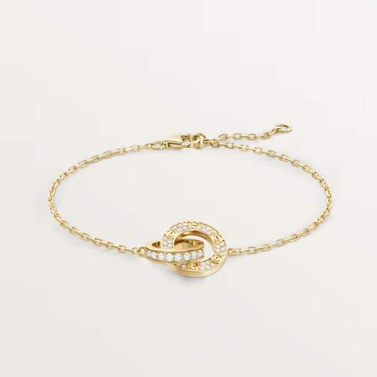 [Rosla]LOVE DOUBLE RING FULL DIAMOND BRACELET