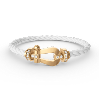 [Rosla]FORCE LARGE HORSESHOE HALF DIAMOND BRACELET GOLD