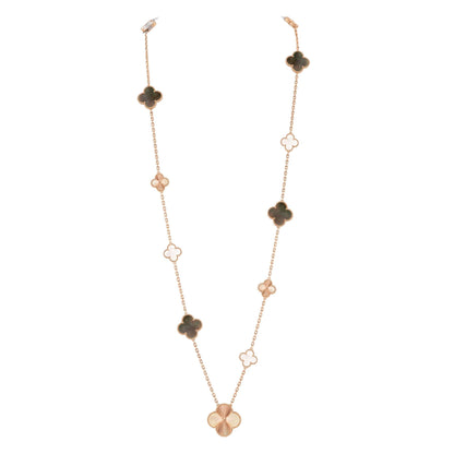 [Rosla]DETACHABLE CLOVER 15(11+4) FLOWER ROSE GOLD NECKLACE SET