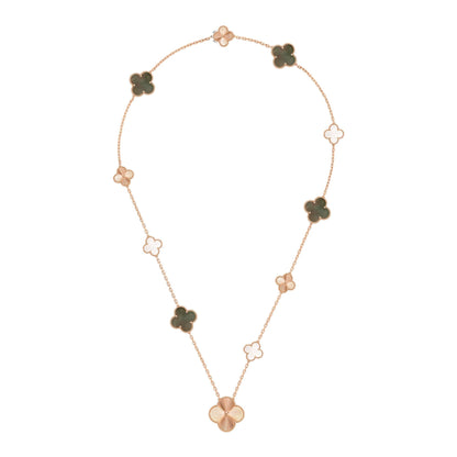 [Rosla]DETACHABLE CLOVER 15(11+4) FLOWER ROSE GOLD NECKLACE SET