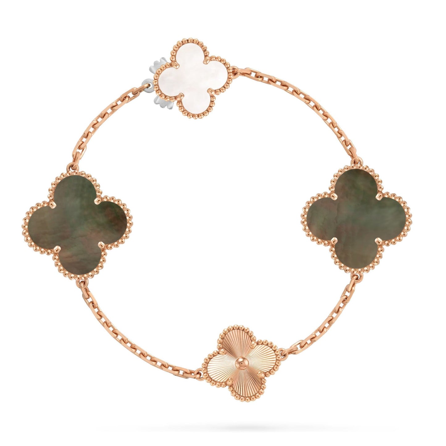 [Rosla]DETACHABLE CLOVER 15(11+4) FLOWER ROSE GOLD NECKLACE SET