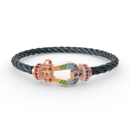 [Rosla]FORCE LARGE HORSESHOE  COLORED DIAMOND BRACELET ROSE GOLD