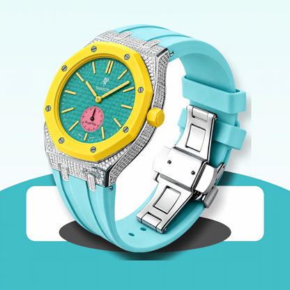[Rosla]Royal Oak Pop Exclusive Steel Case With Diamond(Moissanite) & Silicone Strap
