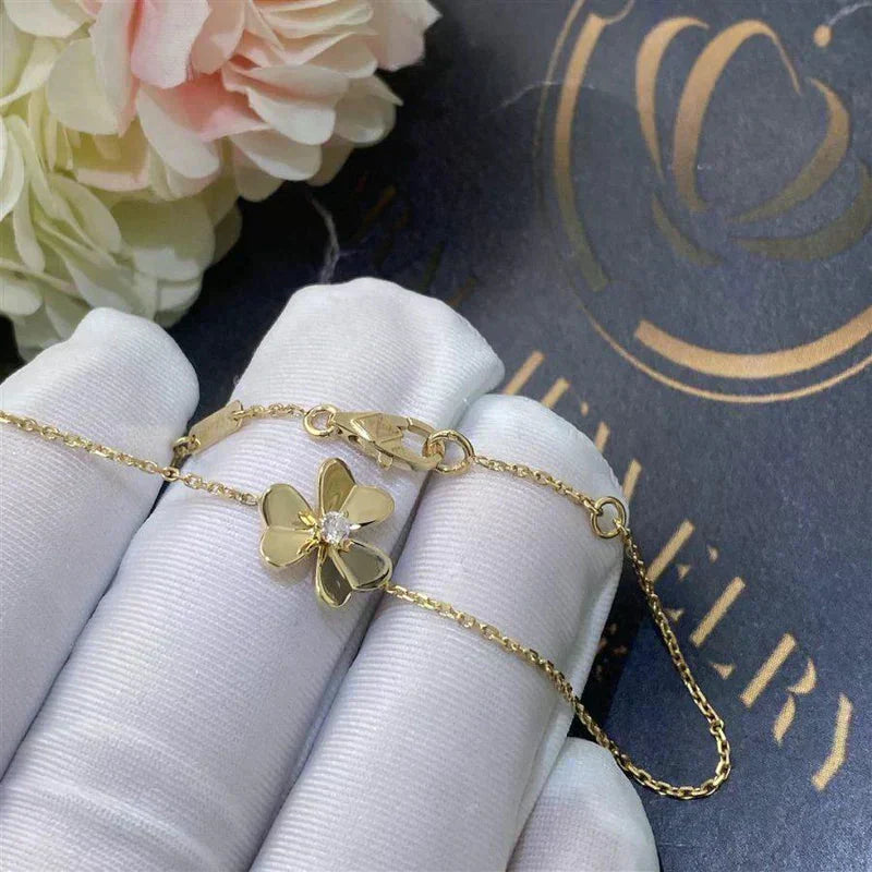 [Rosla]FRIVOLE GOLD FLOWER PINK MALACHITE BRACELET