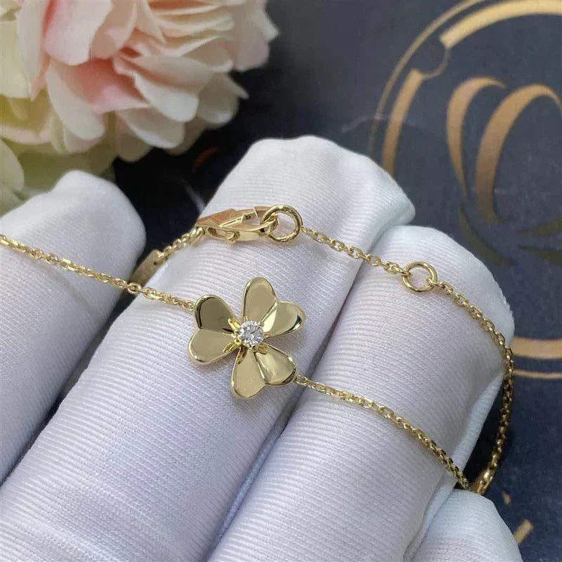 [Rosla]FRIVOLE GOLD FLOWER PINK MALACHITE BRACELET
