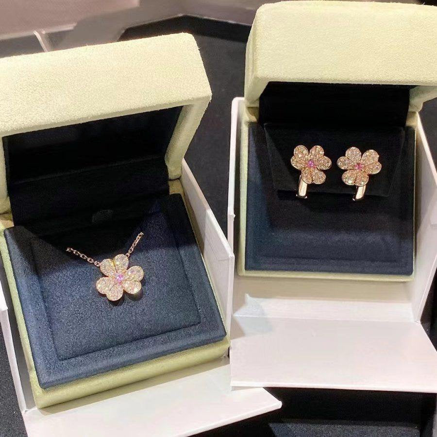 [Rosla]FRIVOLE ROSE GOLD FLOWER DIAMOND NECKLACE