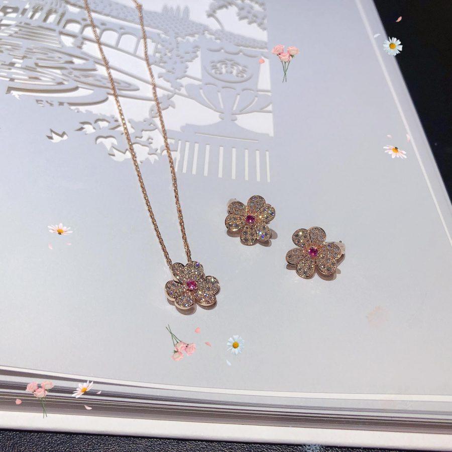 [Rosla]FRIVOLE ROSE GOLD FLOWER DIAMOND NECKLACE