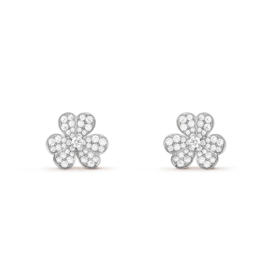 [Rosla]FRIVOLE SILVER FLOWER DIAMOND EARRINGS