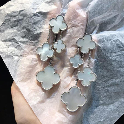 [Rosla]CLOVER EARRINGS WHITE MOP 4 MOTIFS SILVER