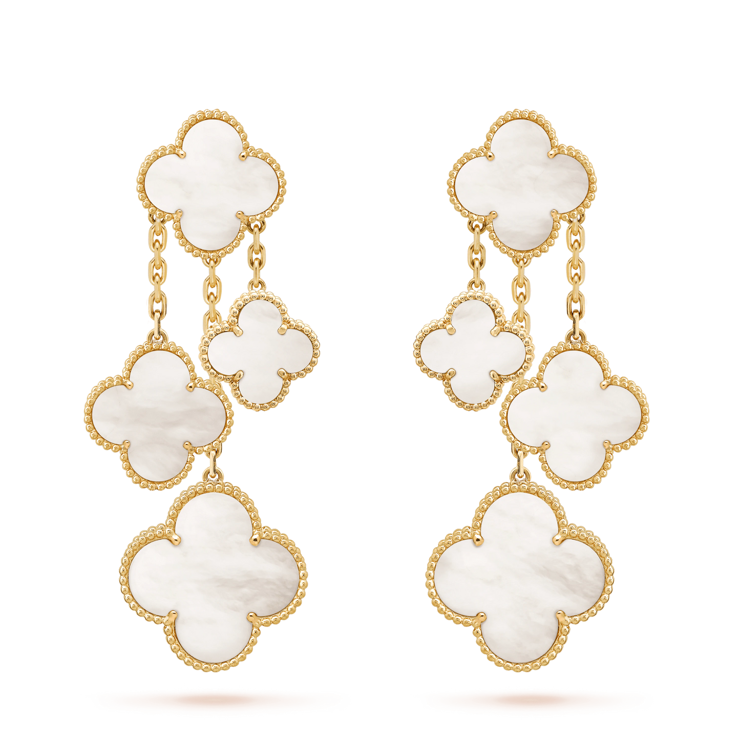 [Rosla]CLOVER EARRINGS WHITE MOP 4 MOTIFS GOLD