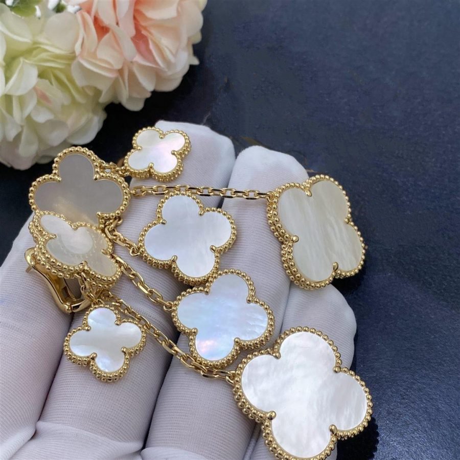 [Rosla]CLOVER EARRINGS WHITE MOP 4 MOTIFS GOLD