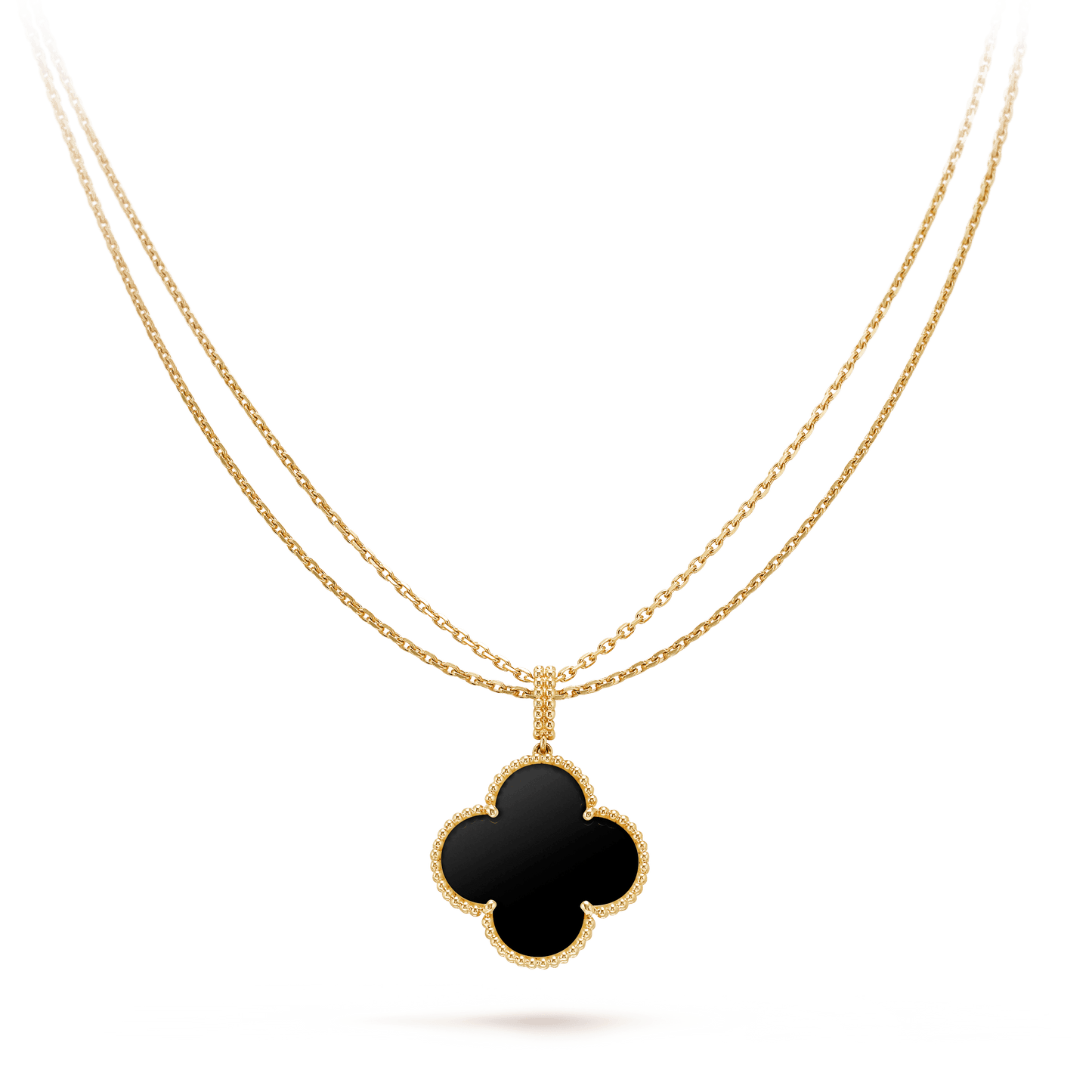 [Rosla]CLOVER 25MM GOLD ONYX BIG CLOVER NECKLACE