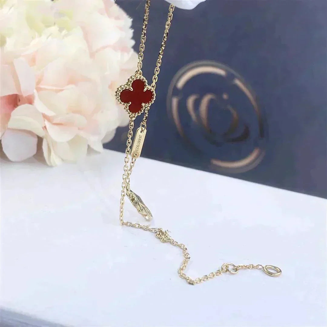[Rosla]CLOVER  CARNELIAN SINGLE FLOWER BRACELET