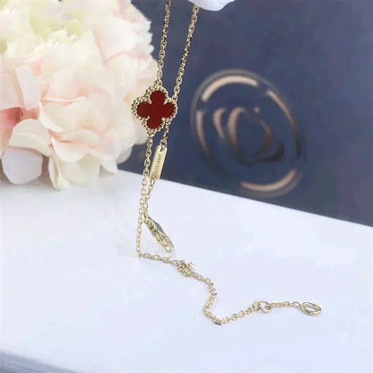 [Rosla]CLOVER  CARNELIAN SINGLE FLOWER BRACELET