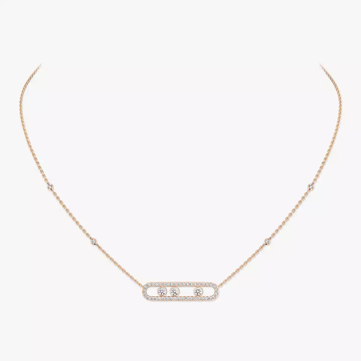 [Rosla] Move Pave_ Rose Gold Diamond Necklace