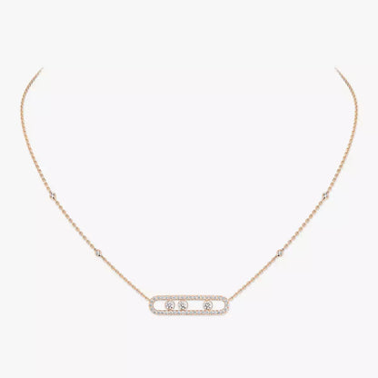[Rosla] Move Pave_ Rose Gold Diamond Necklace