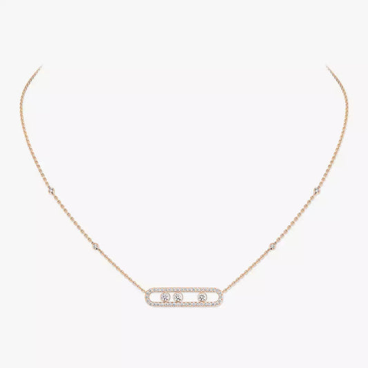 [Rosla] Move Pave_ Rose Gold Diamond Necklace