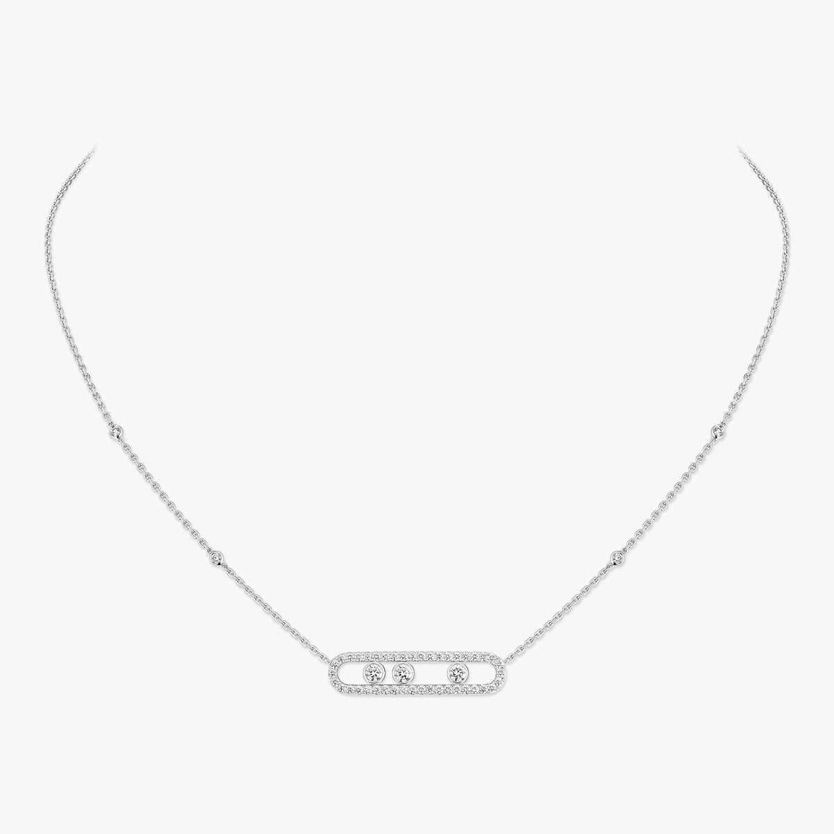 [Rosla] Move Pave_ Rose Gold Diamond Necklace