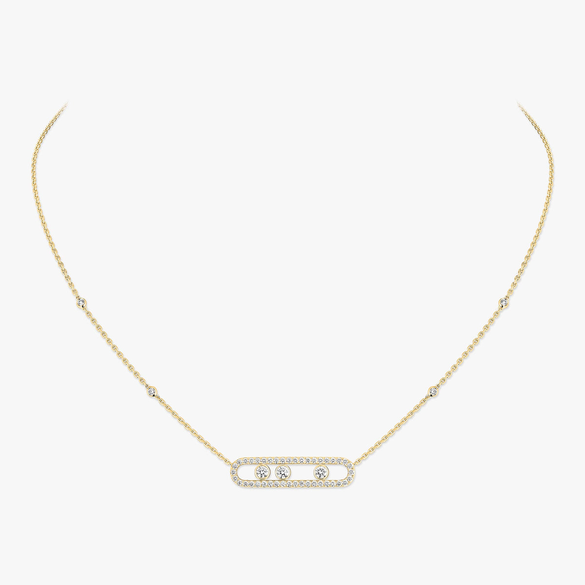 [Rosla] Move Pave_ Rose Gold Diamond Necklace