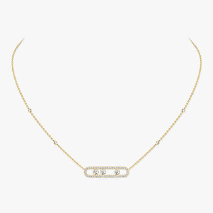 [Rosla] Move Pave_ Rose Gold Diamond Necklace