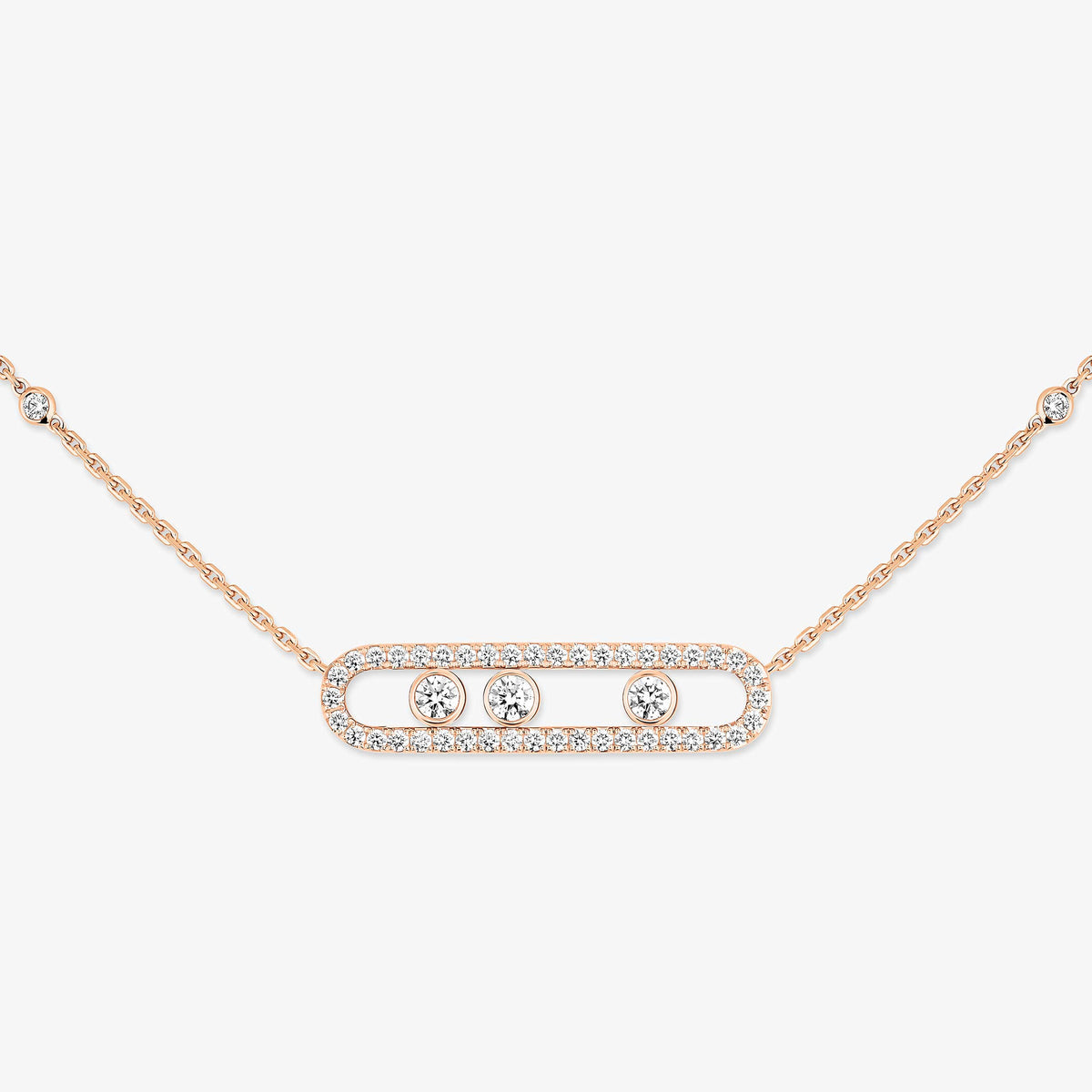 [Rosla] Move Pave_ Rose Gold Diamond Necklace