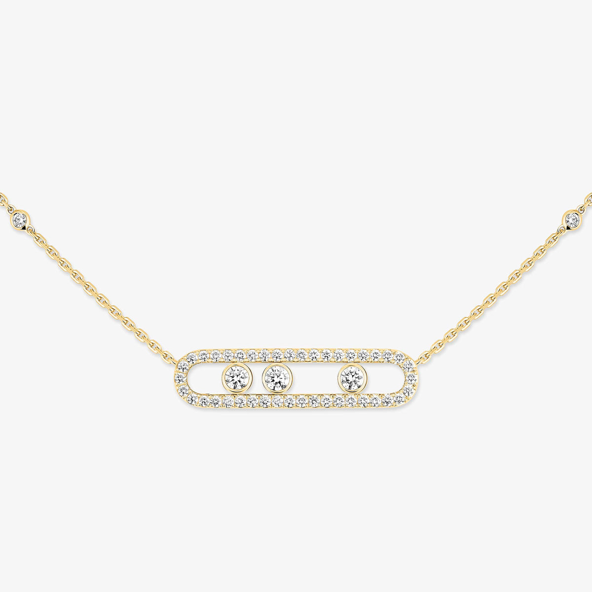 [Rosla] Move Pave_ Rose Gold Diamond Necklace