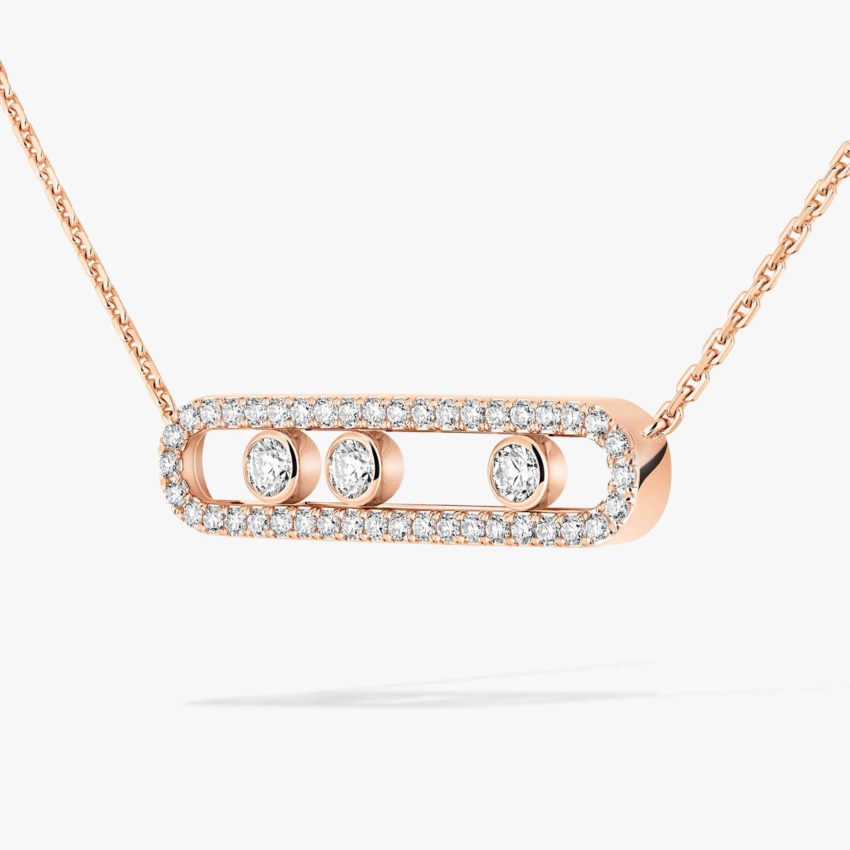 [Rosla] Move Pave_ Rose Gold Diamond Necklace