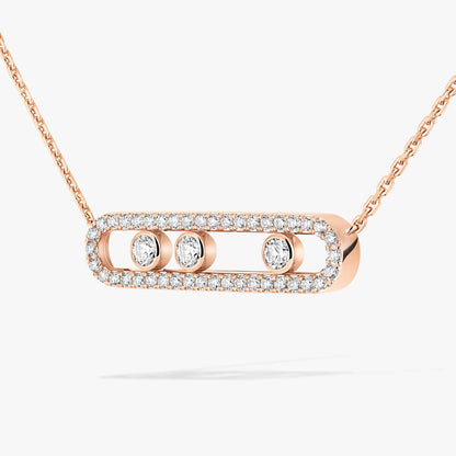 [Rosla] Move Pave_ Rose Gold Diamond Necklace