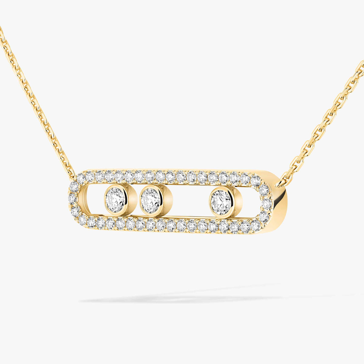 [Rosla] Move Pave_ Rose Gold Diamond Necklace